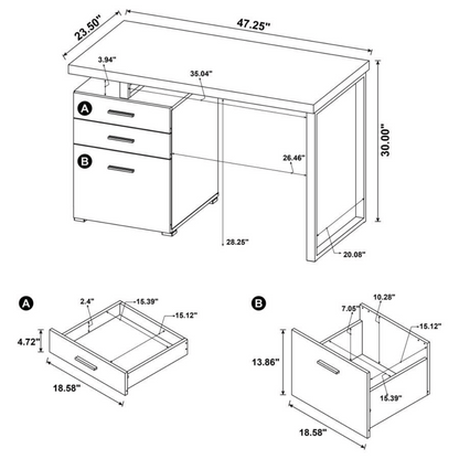 Brennan 47-inch 3-drawer Office Computer Desk Cappuccino