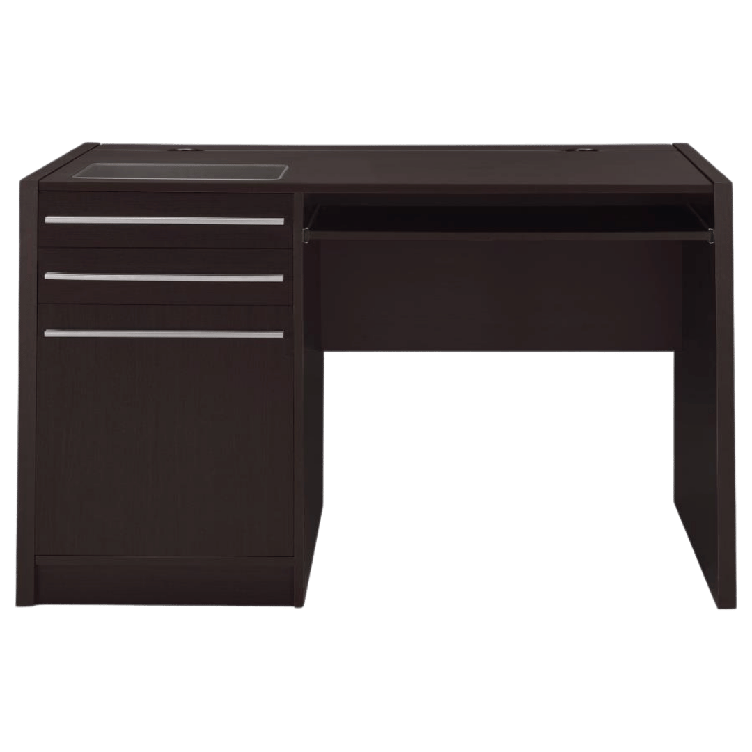 Halston 47-inch 2-drawer Office Desk with Cabinet Cappuccino