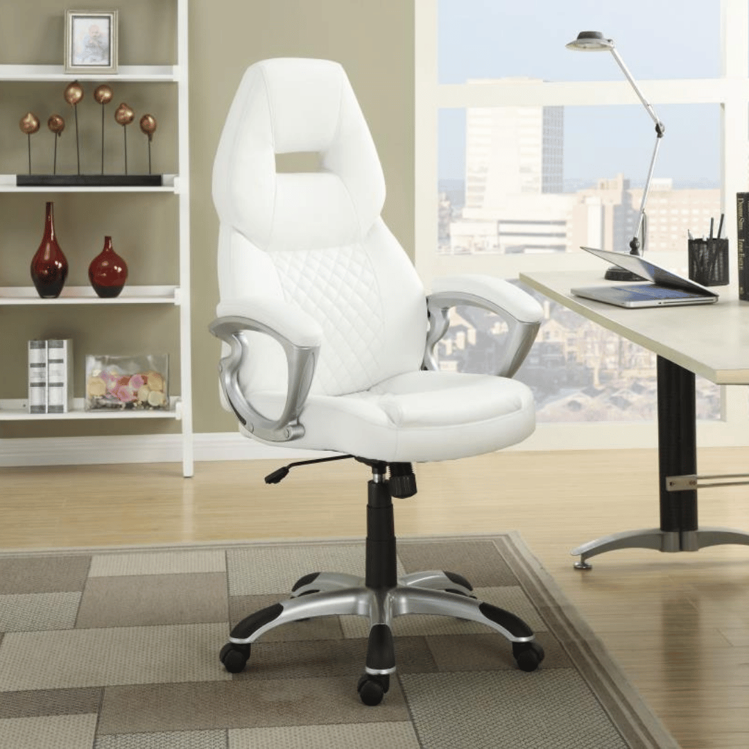 Bruce Upholstered Adjustable Home Office Desk Chair White