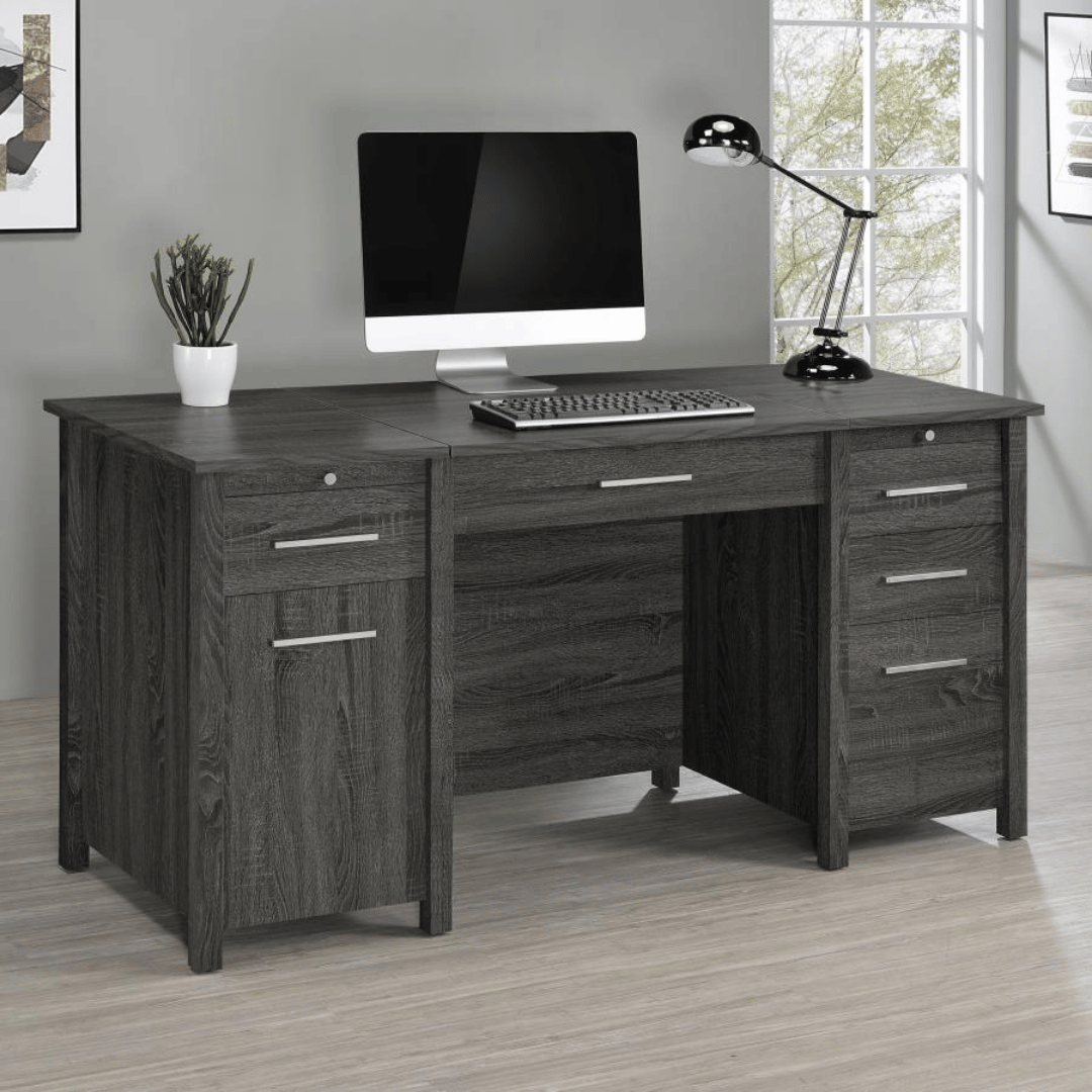 Dylan 60-inch 4-drawer Lift Top Office Desk Weathered Grey