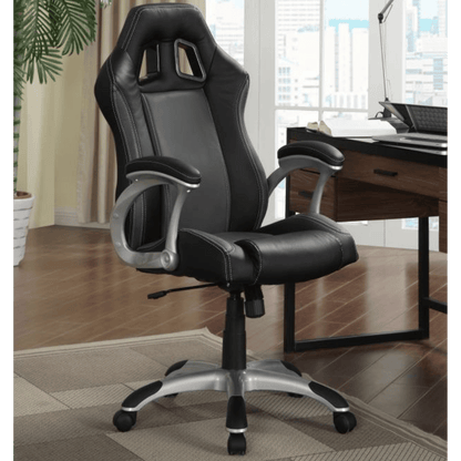 Roger Upholstered Adjustable Home Office Desk Chair Black