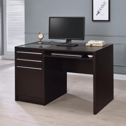 Halston 47-inch 2-drawer Office Desk with Cabinet Cappuccino