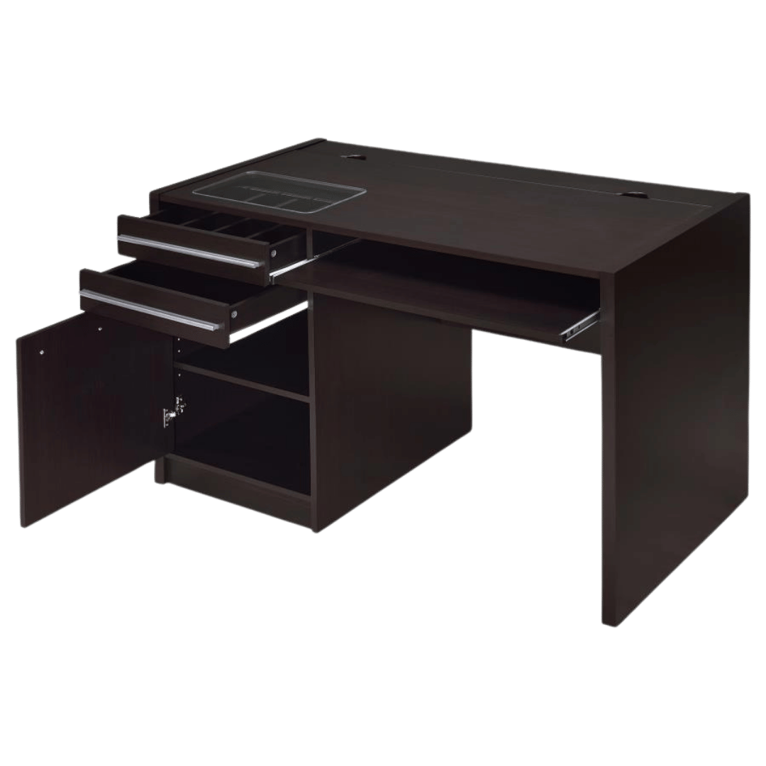 Halston 47-inch 2-drawer Office Desk with Cabinet Cappuccino