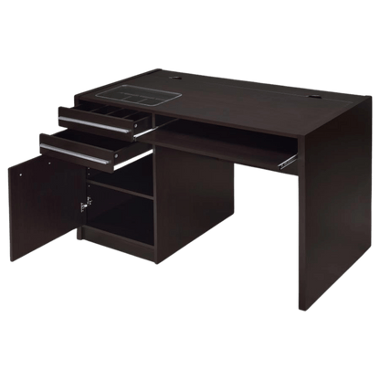 Halston 47-inch 2-drawer Office Desk with Cabinet Cappuccino