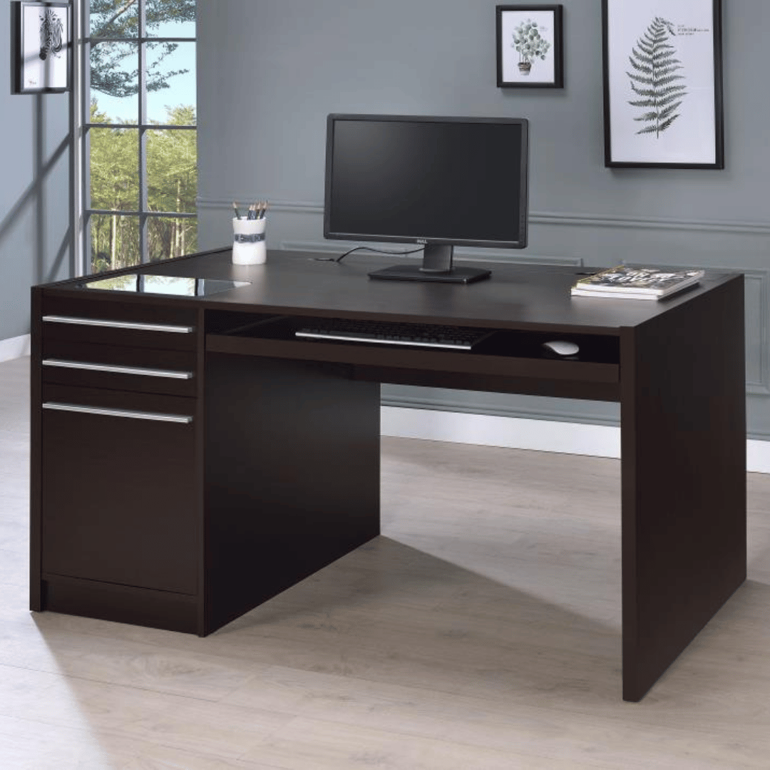 Halston 60-inch 3-drawer Office Computer Desk Cappuccino